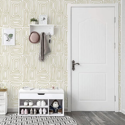 GloryTik Peel and Stick Wallpaper Boho Modern Beige Contact Paper Peel and Stick Wall Paper Removable Self Adhesive Geometric Wallpaper for Bathroom Bedroom Cabinets Decor Vinyl 16.14"x78.7"
