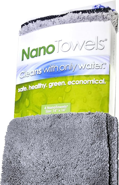 Life Miracle Nano Towels - The Amazing Eco Cloth That Cleans Virtually Any Surface with Only Water. No More Paper Towels Or Toxic Chemicals. 4-Pack (14x14, Grey)