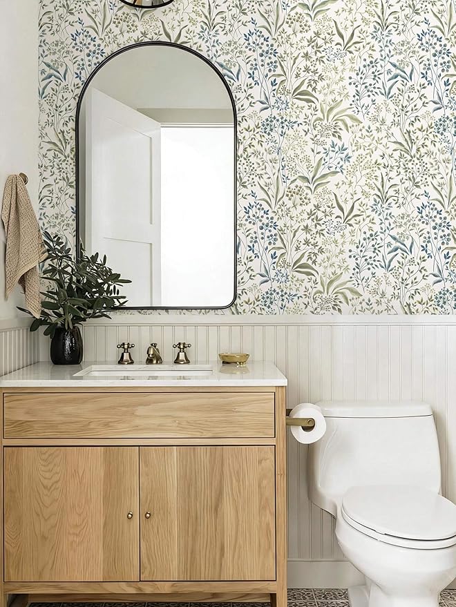 Heroad 17.3''x393'' Floral Wallpaper Yellow Peel and Stick Wallpaper Boho Floral Contact Paper for Cabinets Drawer Liner Waterproof Removable Self Adhesive Thicken Decoration Wall Paper for Walls
