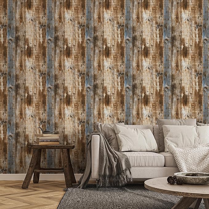 LXCREAT Faux Wood Butcher Block Contact Paper Shiplap Peel and Stick Wallpaper Wooden Planks for Walls 17.5"X393.7" Natural Brown Self Adhesive Removable Rustic Wallpaper for Shelf Kitchen Decoration
