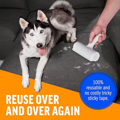 Pet Hair Remover and Reusable Lint Roller - Cat and Dog Hair Remover for Furniture, Couch, Carpet and Bedding - Portable, Multi-Surface Fur Removal Tool