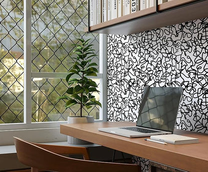 Ismoon 17.3"X196" Unique Black and White Peel and Stick Wallpaper Scribbles Wallpaper Modern Black Contact Paper Thickened Removable Self-Adhesive Wall Paper for Home Decoration Vinyl Film Roll