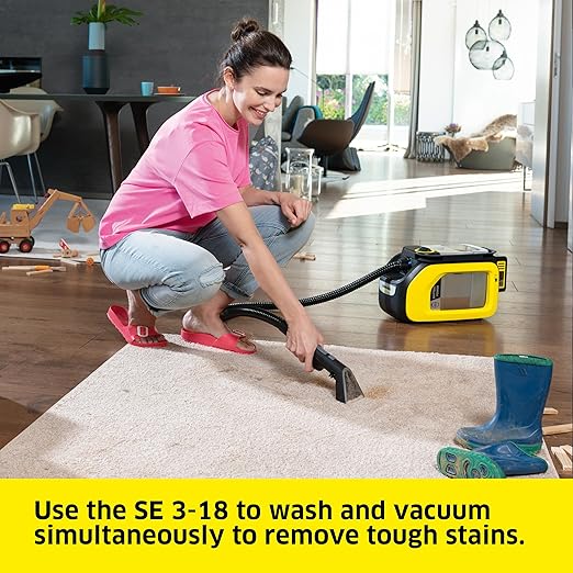 Kärcher Cordless Carpet and Upholstery Cleaner, Self-Cleaning Function, Spot Cleaner for Carpets, Cars and Furniture, SE 3-18 Compact - Tool Only