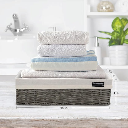 Brookstone Wicker Shelf Storage Basket Decorative Shelf Bin, bathroom organizers and storage, Boho Living Room Decor, Spring Storage 2026 - Single Basket