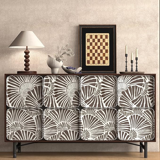 White and Brown Peel and Stick Wallpaper 17.3"393" Modern Boho Self Adhesive Removable Contact Paper for Bedroom Cabinets Drawers Shelf Home Decor Vinyl Film