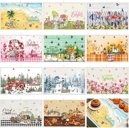 Meanplan 12 Pcs Seasonal Dish Drying Mats for Kitchen 24"x 16" Holiday Microfiber Absorbent Washable Drainer Mat Bulk for Counter Gift Patriotic Summer Home Accessories Decoration(Classic)