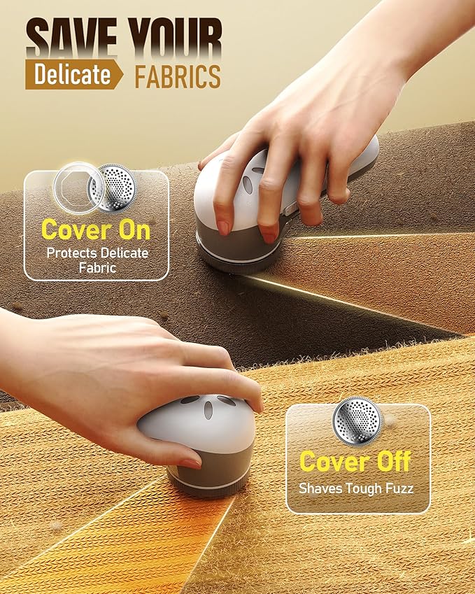 POPCHOSE Fabric Shaver, Lint Shaver for Clothes, Sweater Shavers to Remove Pilling, Lint Remover with 6-Leaf Blades, Clothes Shaver for Clothing, Couch, Furniture, Fuzz, Lint Ball, Battery Operated