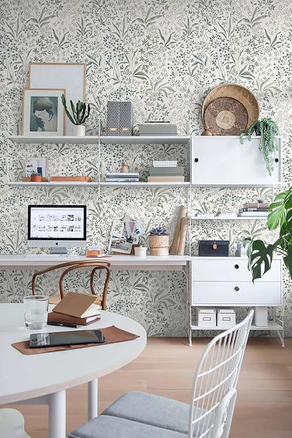 Heroad Green Floral Peel and Stick Wallpaper 17.3''x196'' Boho Contact Paper for Cabinets Drawers Liner Removable Self Adhesive Wall Paper for Bathroom Waterproof Vinyl Roll
