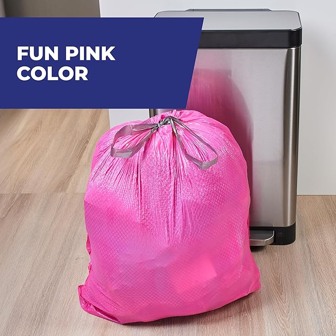 Hefty Ultra Strong 13 Gallon Trash Bags, Tall Kitchen Trash Bags 13 Gallon Size, Resist Leaks, Punctures, and Rips, Continuous Odor Control, Pink, Fabuloso Watermelon Scent, 110 Bags