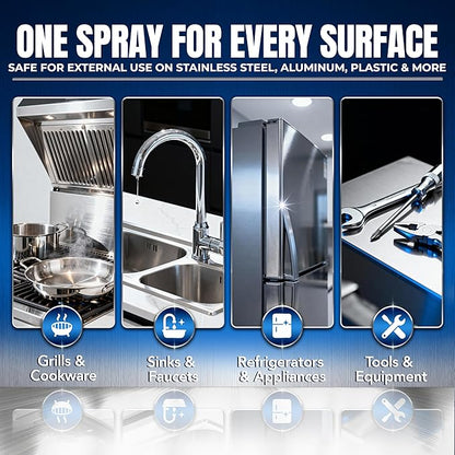 4 x 1 Gallon Stainless Steel Cleaner and Polish - Cleans, Polishes & Protects Kitchen Appliances, Refrigerators, Sinks, Ovens & Grills - Residue & Streak Free Shine - Stainless Appliance Cleaner
