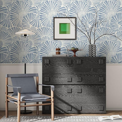 White and Blue Wallpaper Peel and Stick Wallpaper Boho 17.3"×393" Modern Wallpaper Removable Self Adhesive Wall Paper for Bedroom Blue Contact Paper for Cabinets Drawers Shelf Home Decor Vinyl Film