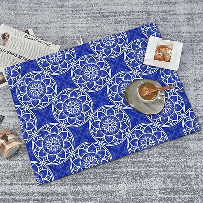 Chinoiserie Blue White Porcelain Dish Drying Mats for Kitchen Counter Sink, Absorbent Microfiber Drying Pad for Dishes, Washable Foldable Chinoiserie Kitchen Mat for Dining Area, Home Decor, 18" x 24"