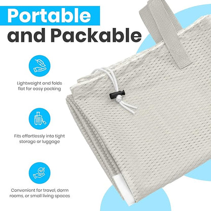 Handy Laundry Mesh Laundry Bag 24 x 36 Inches - Extra Large Heavy Duty Bag with Handles & Shoulder Strap, Breathable, Machine Washable for Dorm, Travel, Bedding & Storage - Grey