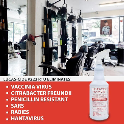 LUCAS-CIDE #222 RTU Hospital-Grade Salon and Spa 60 Second Disinfectant 32 Fl Oz