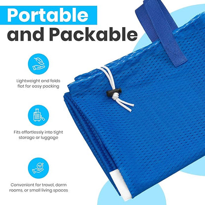 Handy Laundry Mesh Laundry Bags 24 x 36 Inches, 2-Pack - Extra Large Heavy Duty Bag with Handles & Shoulder Strap, Breathable, Machine Washable for Dorm, Travel, Bedding & Storage - Blue