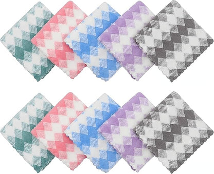 Microfiber Cleaning Cloth Lint Free Cleaning Rags, 10 Pack Fast Drying Dish Rags for Cleaning, Super Absorbent Kitchen Dish Cloths for Wash Dishes,12 in x 12 in, Mix Color