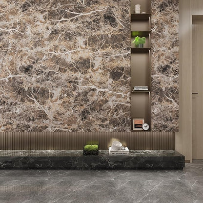 JSEVEM 31"×157" Extra Wide Thick Brown White Marble Wallpaper Peel and Stick Waterproof Brown Marble Contact Paper Vinyl DIY Faux Granite Tile Stickers for Kitchen Countertops Bedroom Bathroom Walls