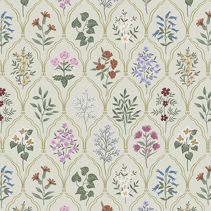 Dimoon 78.7"x17.3" Peel and Stick Wallpaper Floral Vintage Contact Paper Modern Removable Wallpaper Boho Beige Pink Self Adhesive Wall Paper for Cabinets Drawers Bathroom Bedroom Thicken Vinyl Roll