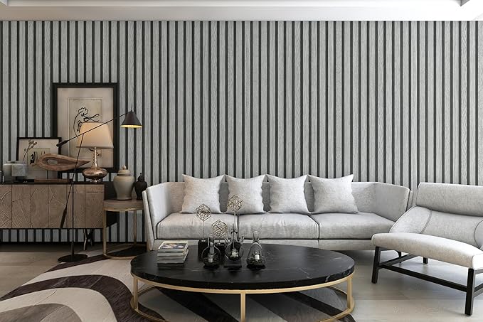 myforHD Wallpaper Peel and Stick Wood Grating Stripe Self-Adhesive Wallpaper Faux Wood Contact Paper Wood Slats Self Adhesive Wall Paper PVC Vinyl Film Removable Waterproof (Wood D, 17.3" x 118")