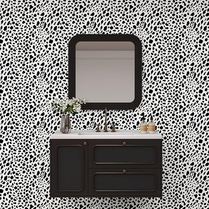 Vinjiasin Black and White Dalmatian Peel and Stick Wallpaper – Modern Spot Print Removable Wallpaper for Bedroom, Nursery, Bathroom & Accent Walls, Self Adhesive Waterproof Wall Decor,17"x120"
