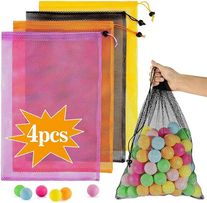 4PCS Colorful Mesh Drawstring Bag - Mesh Bag 18x12 Inch Breathable Nylon Mesh Storage Bag with Drawstring Closure Lightweight Net Organizer for Travel, Home, Gym, Daily Essentials