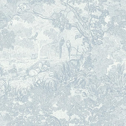 Heroad Peel and Stick Wallpaper Blue and White Vintage Forest Animals Floral Wallpaper Removable Self-Adhesive Contact Paper for Bedroom Living Room Cabinets Decoration Thicken Vinyl 17.3''x78.7''