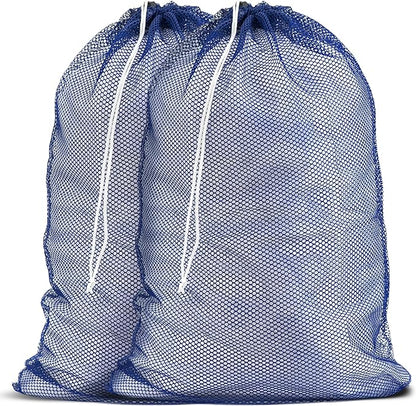 Handy Laundry Mesh Laundry Bags 2 Pack, XL 24 x 36 in, Heavy Duty Nylon, Machine Washable with Drawstring Closure, Large Bag for Delicates, Travel, College Dorm, Camping, Storage, Blue
