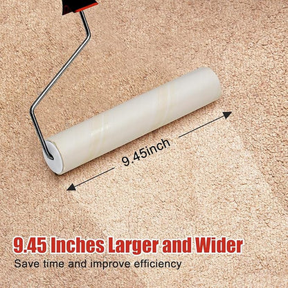 Large Lint Rollers for Pet Hair Extra Sticky, Dog & Cat Hair Remover, 9.45" Wide, 51" Long Handle Pet Hair Fur Sticky Lint Roller, Ideal for Floor, Carpets, Couch, Bed Sheets, Clothing & Car Cleaning