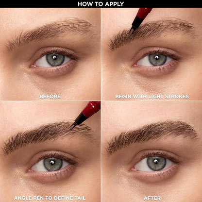 L'Oreal Paris Faux Brow, Hair-Like, Filling Eyebrow Pen with Double-Brush Tip, Fast & Precise Eyebrow Makeup, Blonde, 0.04 Fl Oz