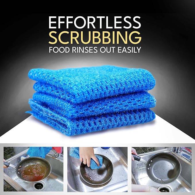 Non Scratch Dish Scrubbers for Cleaning Dishes (1PK) - Reusable Kitchen Sponge - Replace Dish Sponges for Washing Dishes - Best Household Scrubbing Pad & Alternative Dishwashing Scrub Pads Supplies