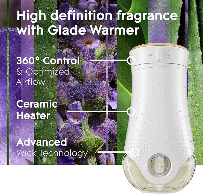 Glade PlugIns Refills Air Freshener, Scented and Essential Oils for Home and Bathroom, Tranquil Lavender & Aloe, 1.34 Fl Oz, 2 Count