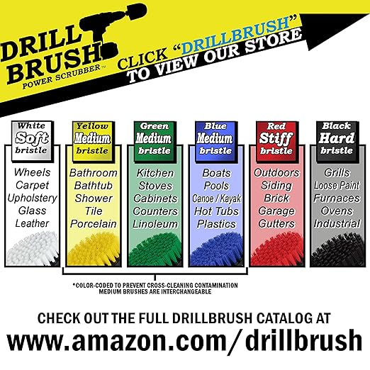 Construction Tools - Medium Scrub Brush - Threaded - 5/16 x 24 - fits Electric - Cordless - Air Pneumatic - Variable Speed - Dual Action - Orbital - Rotary - Buffer - Polisher – Machine