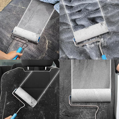 Large Surface Extra Sticky Lint Roller 6.3'', 444 Sheets Long Handle Pet Hair Removal, Dog and Cat Lint Remover for Clothes, Furniture, Carpet