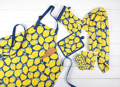 MÜkitchen Premium Eco Sponge Dish Cloth | Highly-Absorbent Kitchen Cloth for Cleaning and Drying Dishes | Machine Washable and Reusable | Set of 2 | (Lemons)