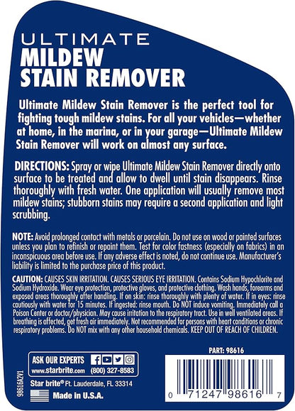 STAR BRITE Ultimate Mildew Stain Remover - Fast Acting Gel Spray Formula Stays On Stains Longer To Reduce Scrubbing 16 OZ (098616)