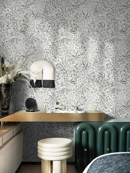 Heroad Green Floral Peel and Stick Wallpaper 17.3''x196'' Boho Contact Paper for Cabinets Drawers Liner Removable Self Adhesive Wall Paper for Bathroom Waterproof Vinyl Roll