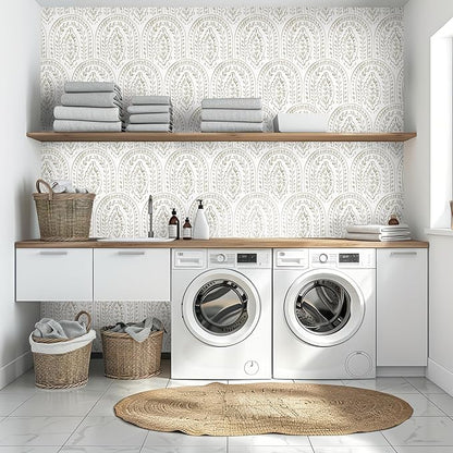EeeComing Boho Peel and Stick Wallpaper - Modern Peel and Stick Removable Contact Paper Self Adhesive Wallpaper for Bedroom and Bathroom - Cabinet Shelf Liner Vinyl 197"x17.3