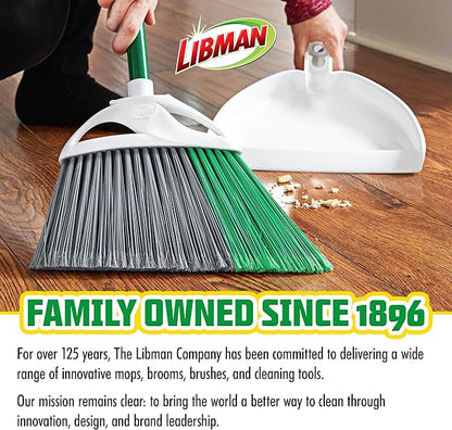 Libman FlexTech Broom with Dustpan Combo Set for Sweeping Indoor and Outdoor Floors, Pet, Dog Hair Broom, 55” Precision Angle Broom, 3 Piece Handle, 11" Wide, 10.25" Wide Dust Pan