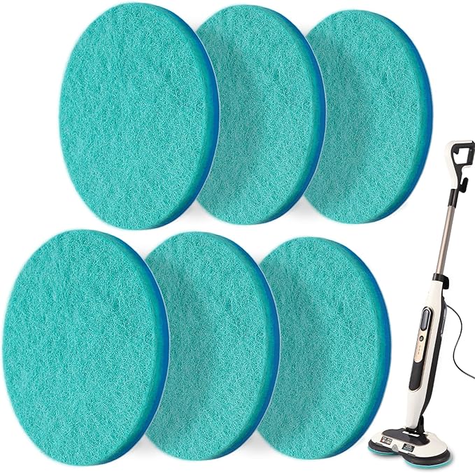Frescares S7001 Upgraded Steam&Scrub Mop Pads for Shrak,S8201 S8001 S7000 S7201 S7000AMZ S7005 S7020 S7001C All-in-One Hard Floor Steam Mop (6Green-Without snap Fastener)