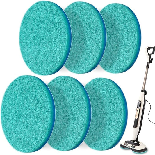 Frescares S7001 Upgraded Steam&Scrub Mop Pads for Shrak,S8201 S8001 S7000 S7201 S7000AMZ S7005 S7020 S7001C All-in-One Hard Floor Steam Mop (6Green-Without snap Fastener)