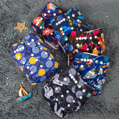 ALVABABY Baby Cloth Diaper 6 Pack with 12 Inserts One Size Cloth Diaper Covers Adjustable Washable Reusable for Baby Girls and Boys