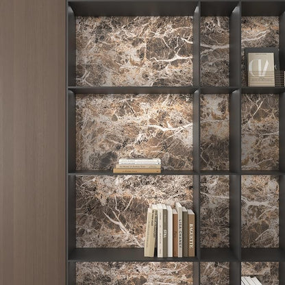 JSEVEM 24"×354" Thick Brown White Marble Wallpaper Peel and Stick Waterproof Brown Marble Contact Paper Vinyl DIY Faux Self Adhesive Granite Tile Stickers for Bedroom Office Walls Bathroom Countertops