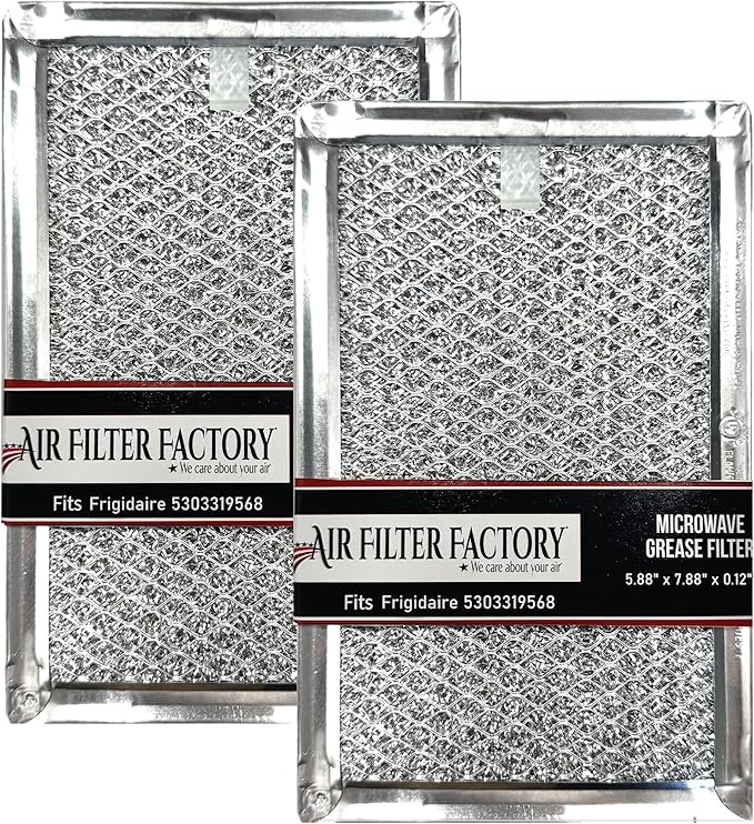 Air Filter Factory Replacement For Frigidaire 5303319568 Microwave Oven 12-Layer Aluminum Grease Filter 2-Pack
