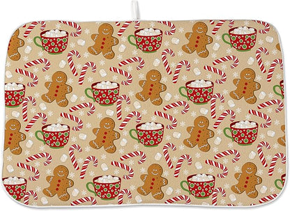 Christmas Drying Mat 18x24 Inches For Kitchen Counter Winter Brown Gingersnap Man Kitchen Decoration Drying Mat Decorative Pad for Kitchen Dining Room Christmas Decoration,Office Decor