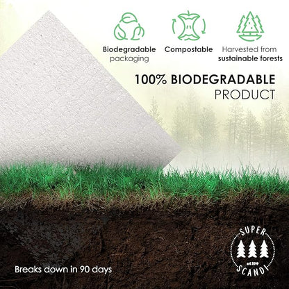SUPERSCANDI 5 Pack Swedish Dishcloths for Kitchen - 100% Biodegradable & Compostable Reusable Paper Towels Washable, Food-Safe & Without Plastic - Dish Rags Suitable for Any Surface, Moon Green