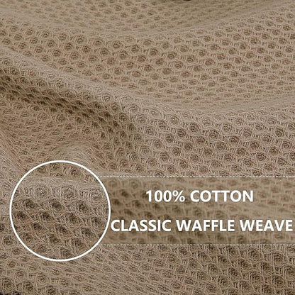 Homaxy 100% Cotton Waffle Weave Kitchen Dish Towels, Ultra Soft Absorbent Quick Drying Cleaning Towel, 13 x 28 Inches, 4-Pack, Tan