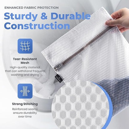Handy Laundry Mesh Laundry Bag - 4 Pack Zippered Honeycomb Net for Delicates - Delicates Wash Bags for Lingerie, Socks & Underwear - 12x16 Durable Washing Machine Protector