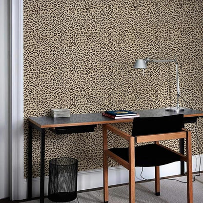 JiffDiff Leopard Print Peel and Stick Wallpaper, Waterproof Removable Self Adhesive Textured Wall Paper, Yellow Unique Funky Cheetah Contact Paper for Bedroom and Bathroom 480"X17.3"(57.6 sq. ft)