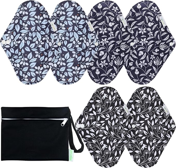 wegreeco Reusable Sanitary Pads - Cloth Sanitary Pads | Light Incontinence Pads | Reusable Menstrual Pad - 1 Cloth Mini Wet Bag (Small, Leaves 02)