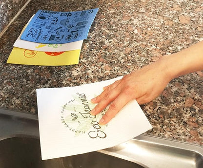 (10 Pack) Eco-Friendly Reusable German Cleaning Cloth 100% Biodegradable Cellulose Sponge Cloths, Kitchen Cloths, GMO-Free, Reusable - Made in Germany Packaged in P.R.C.